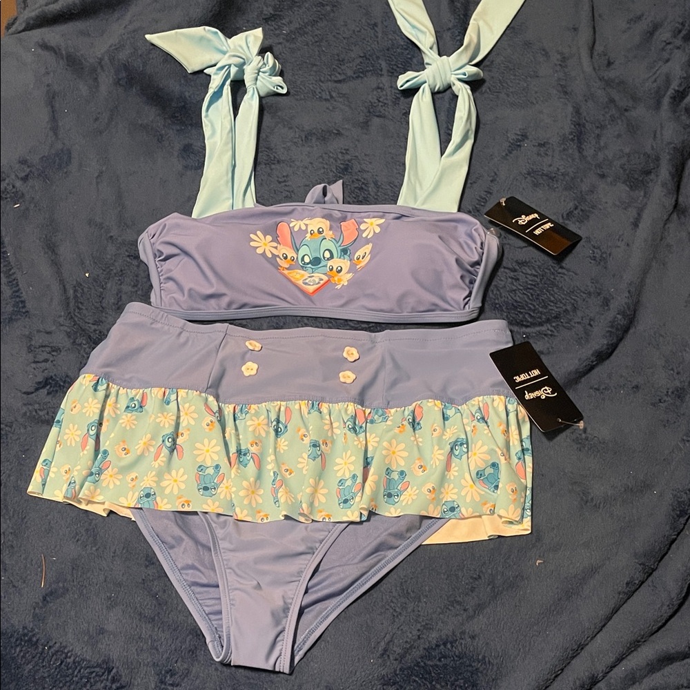 NWT Hot Topic Disney Stitch & Ducks Blue and Purple Swimwear